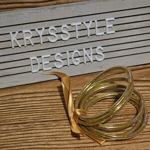 5 Gold Glitter Jelly Bangle Bracelets